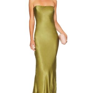 SNDYS Olive Green Strapless Dress